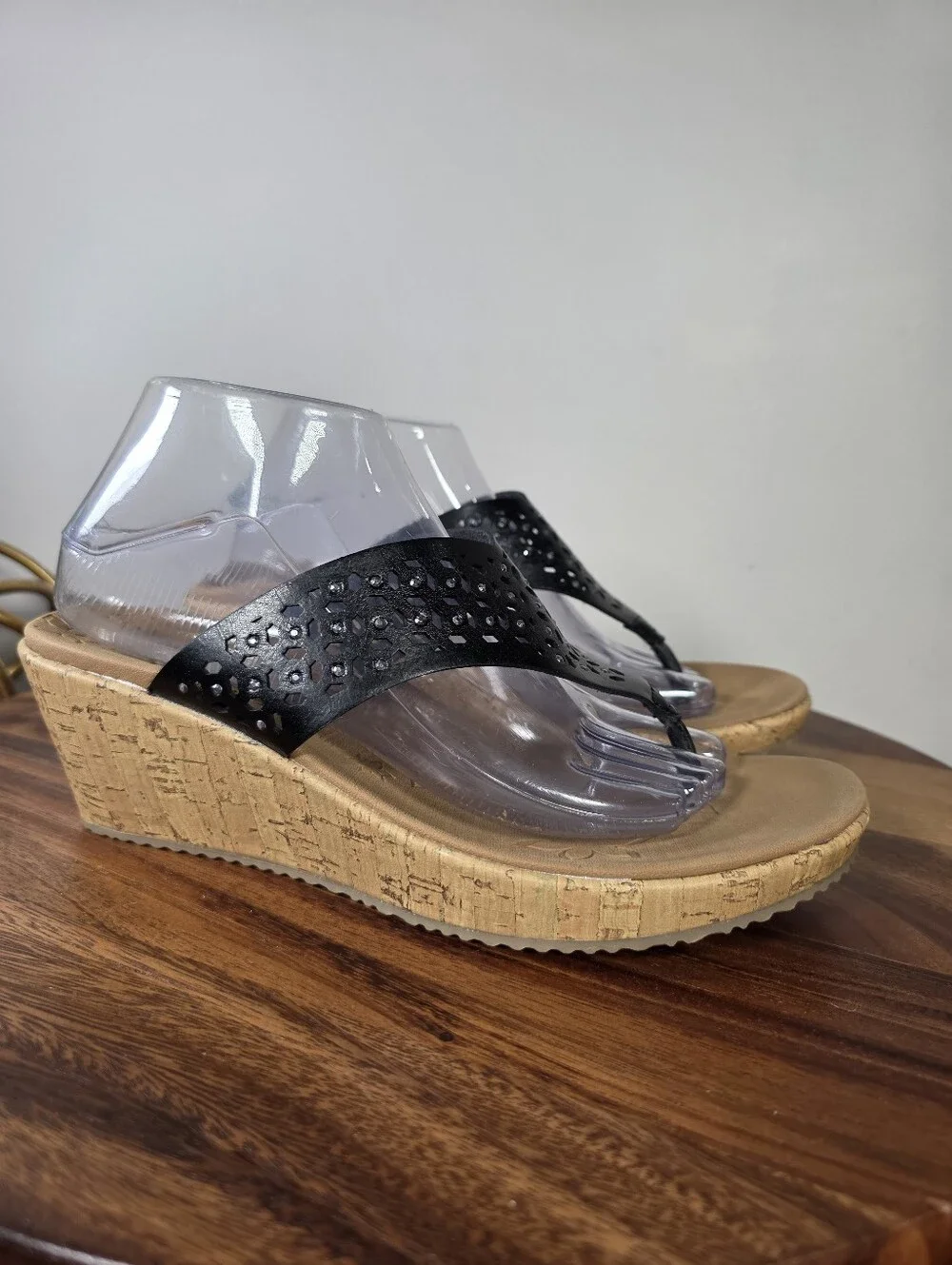 Skechers Cali Beverlee Pier Stroll Wedge Sandals Black Size 10 Like New